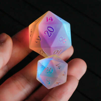 Raised Fantastic Glass DnD Dice Chonk D20 All Number Dice