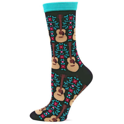 Hot Sox Originals Guitars and Flower Vines Crew Trouser Sock