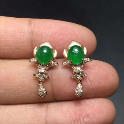 Natural Jade Earrings Jadeite Earrings NEG94