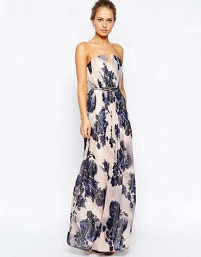 Little Mistress Belted Maxi Dress With Large Floral Print