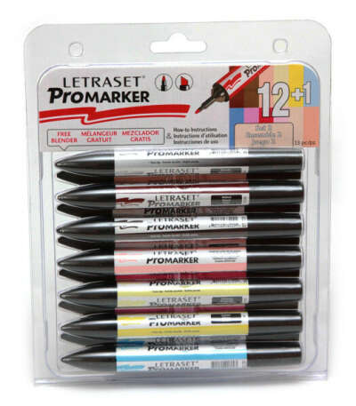 Набор маркеров Letraset ProMarker 12 Sets 2 (12 маркеров+1 блендер)