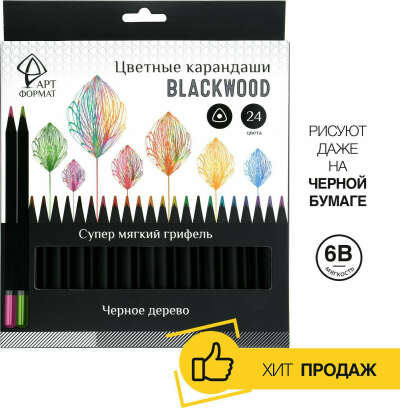 Набор карандашей АРТформат, Blackwood, трехгранные, цветные, 4602723102250, 24 цвета