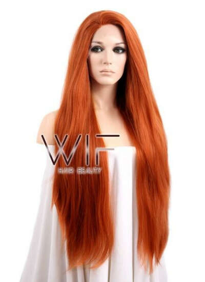 Auburn Straight Yaki Lace Front Synthetic Wig LF624