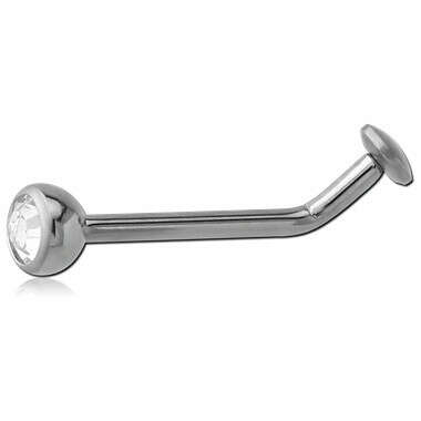 FLAT INTERNALLY THREADED TITANIUM SURFACE BARBELL WITH DISC AND JEWELED BALL