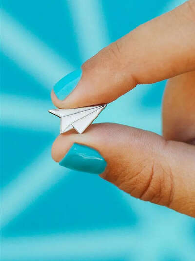 Металлический значок оригами/ бумажный самолет