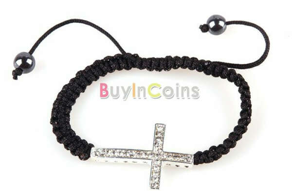 Europeans Style Cross Macrame Stretch Crystal Bracelet