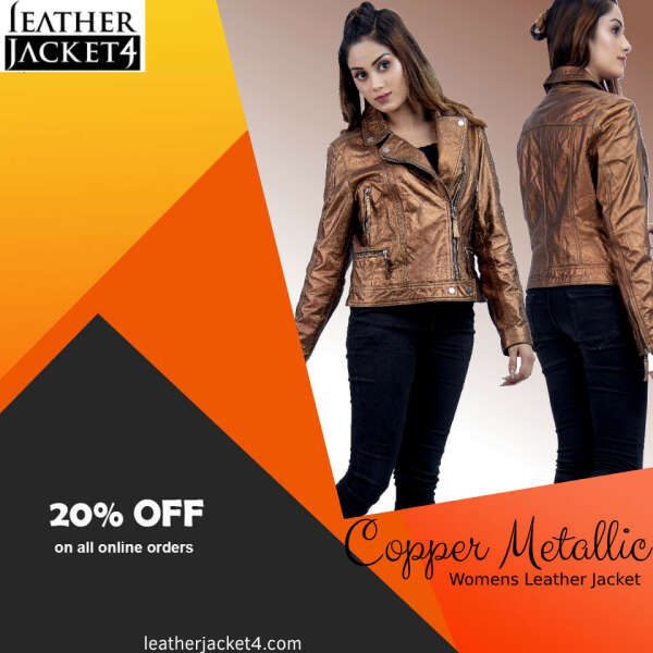 Copper Metallic Womens Leather Jacket