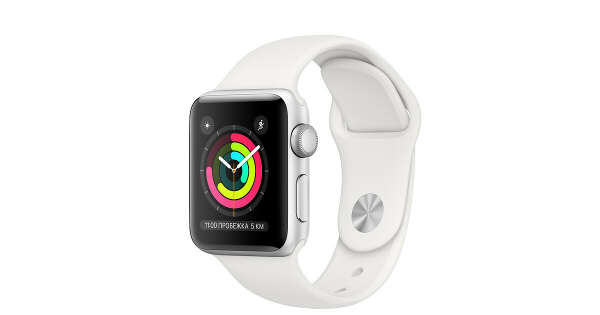 Apple Watch - Корпус из серебристого алюминия, спортивный ремешок белого цвета