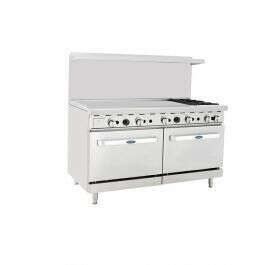 60" Range | 2 Burners Right | 48” Griddle Left | Double Oven | Atosa | ATO-48G2B