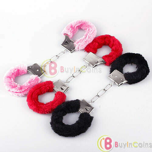 Adult Fuzzy Furry Soft Metal Handcuffs Novelty Gift Hen Night Party Sexy Game