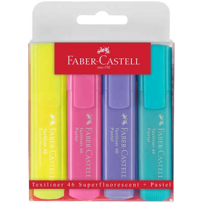 Набор текстовыделителей Faber Castell: 3 пастельных цвета + 1 флуоресцентный