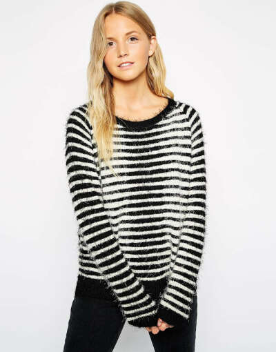 Brave Soul Fluffy Striped Jumper