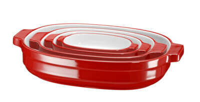 Набор керамических кастрюль (красный), KitchenAid