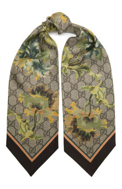 Женский темно-бежевый шелковый платок GUCCI — купить в интернет-магазине ЦУМ, арт. 681410/3G001