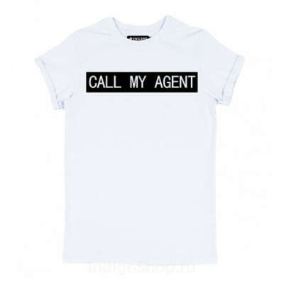 Купить белую женскую футболку с подворотами Call my agent от Eniland  - IndigoGift.ru