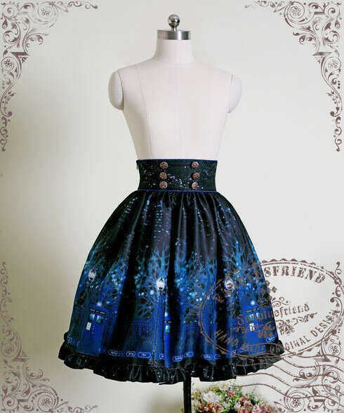 Time Lord, Cyber Gothic High Waist Skirt*2colors Instant Shipping