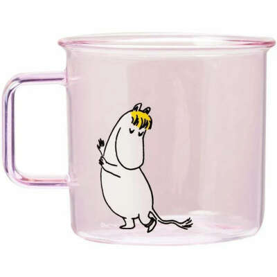 Кружка стеклянная Moomin "Фрекен Снорк" 350 мл, розовая (мумитролль муми тролль мумитроллями)