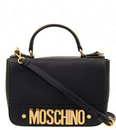 Black Gilt &#039;Moschino&#039; Leather Shoulder Bag