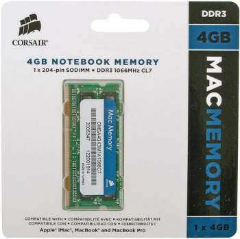 Модуль памяти CORSAIR CMSA4GX3M1A1066C7 DDR3 -  4Гб 1066, SO-DIMM,  Ret