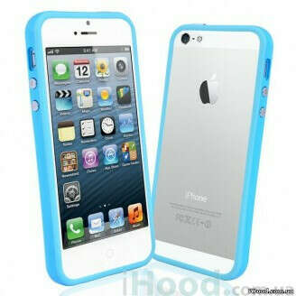 Бампер iPhone 5 пластиковый голубой