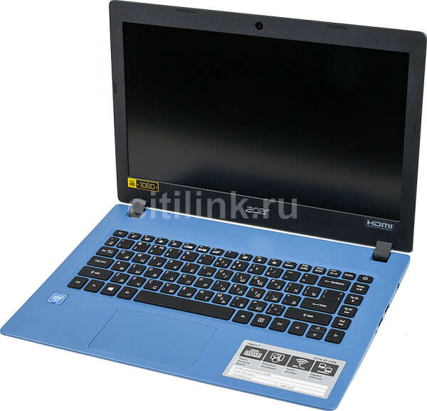 Ноутбук ACER Aspire 1 A114-32-C4F6, 14", Intel Celeron N4000 1.1ГГц, 4ГБ, 64ГБ eMMC, Intel UHD Graphics 600, Windows 10, NX.GW9ER.004, синий