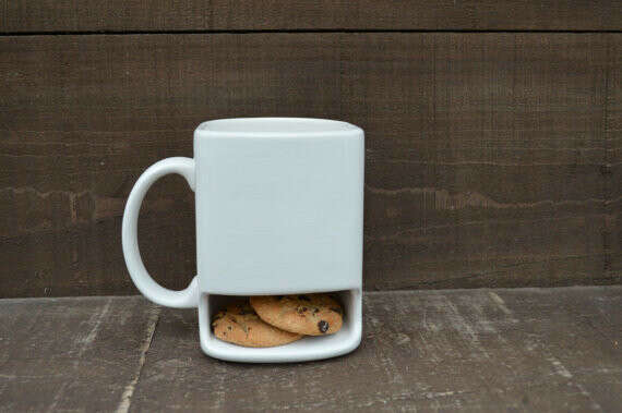 Solid White - Ceramic Cookies and Milk Dunk Mug - Plain Mug