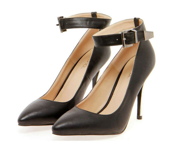 Cleo Ankle Strap Pointed Metallic Heel Courts