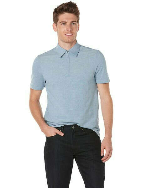 Perry Ellis Quarter Zip Pique Polo