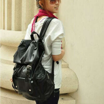 2013 New Hots Korean Style Women Men PU Leather Backpack Student handbags