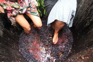 давить виноград ногами