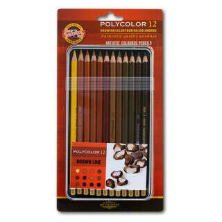 Художественные цветные карандаши Koh-I-Noor POLYCOLOR «Brown Line», 12 коричневых оттенков