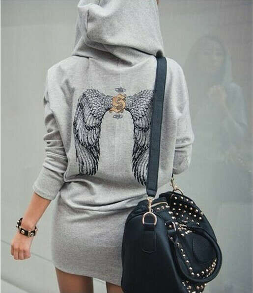 Hot ! back wings women hoody dress, young and sexy-in Dresses from Apparel & Accessories on Aliexpress.com