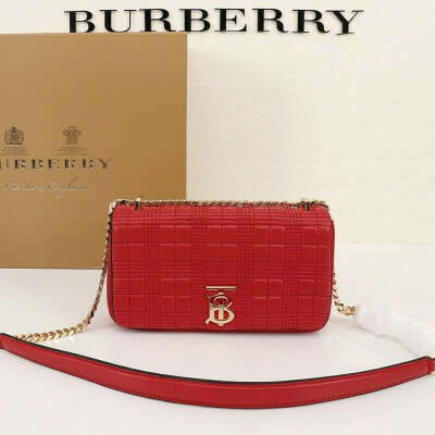 Burberry Small Quilted Lambskin Lola Bag In Red