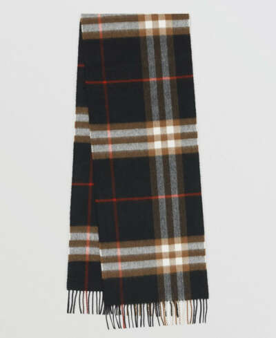 Классический шарф из кашемира (Чёрный/Коричневый, Клетка) | Burberry