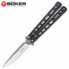 Складной нож Boker Plus Balisong 06EX002, Satin Finish 440C Steel, рукоять стеклотекстолит G-10, чёрный