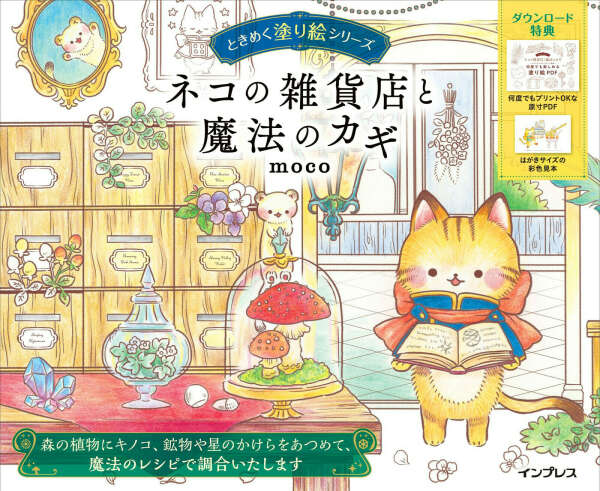 Amazon.co.jp: ネコの雑貨店と魔法のカギ ときめく塗り絵シリーズ : moco: Japanese Books