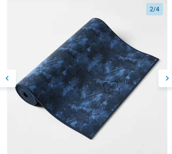 Ērts jogas paklājs, 8 mm, tumši zils, ar apdruku