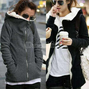 Fashion Women&#039;s Zip Up Tops Hoodie Coat Jacket Outerwear Sweatshirt