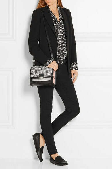 Karl Lagerfeld - Tweed and leather shoulder bag