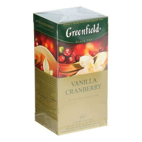 Greenfield Vanilla Cranberry черный чай в пакетиках, 25 шт