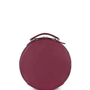 Круглая женская бордовая сумка-рюкзак трансформер