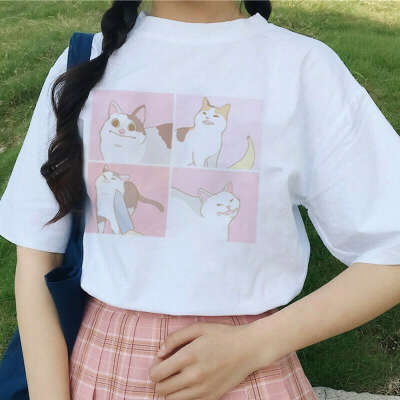 Белая футболка с мем-котом
