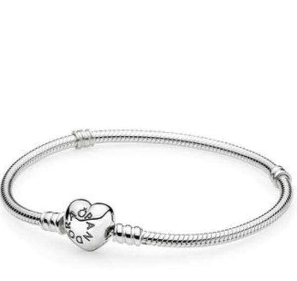 Silver Charm Bracelet with Heart Clasp