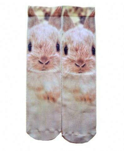 Cotton Blend Socks with Rabbit Print