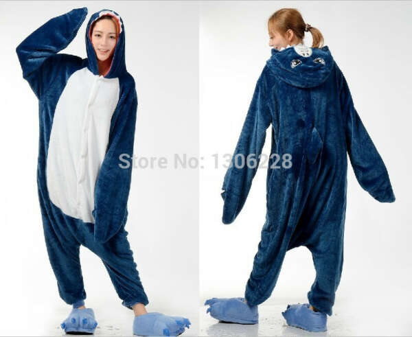 Onesie Unisex Adult Pajamas  Cosplay Costume Animal Onesie Sleepwear Suit  shark купить на AliExpress