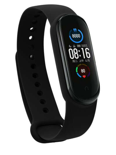 Ремешок для фитнес-браслета Xiaomi Mi Band 5 чёрный