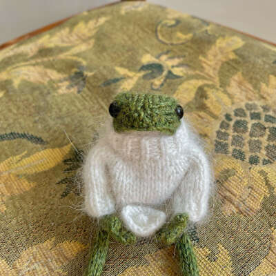 Вязаная лягушечка в свитере