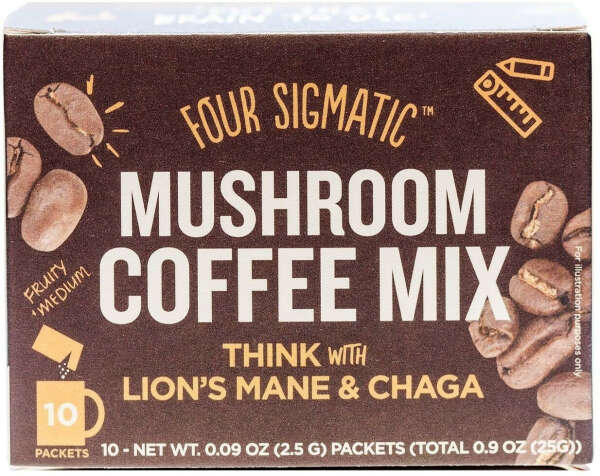 Four Sigmatic, Mushroom Coffee Mix, Fruity + Medium, 10 Packets, 0.09 oz (2.5 g)