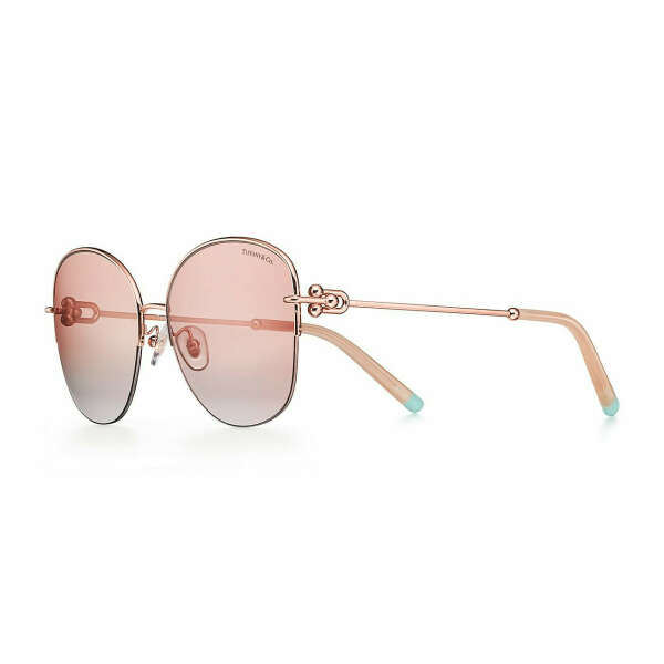 Солнцезащитные очки Tiffany HardWear, розово-золотистый металл, розовые линзы | Tiffany & Co.