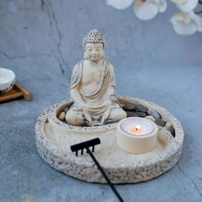 Настольный сад дзен "Будда Инь-Ян", цвет "Слоновая кость"